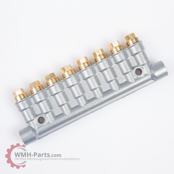 Showa Schmierverteiler 8 Anschlüsse, flach, 0,16 cm³/st, 0,8 - 3 MPa für Okuma